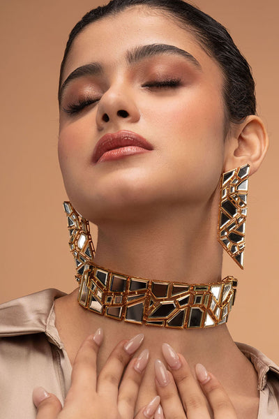 Isharya Dazzle Mirror Snake Choker jewellery indian designer wear online shopping melange singapore