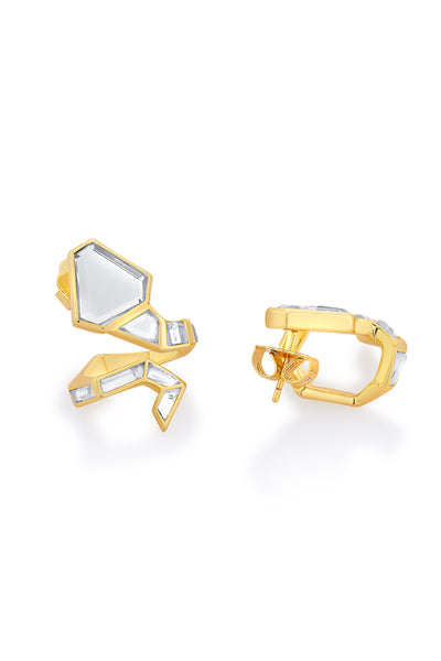 Isharya Dazzle Mirror Snake Earrings In 18Kt Gold Plated indian designer wear online shopping melange singapore