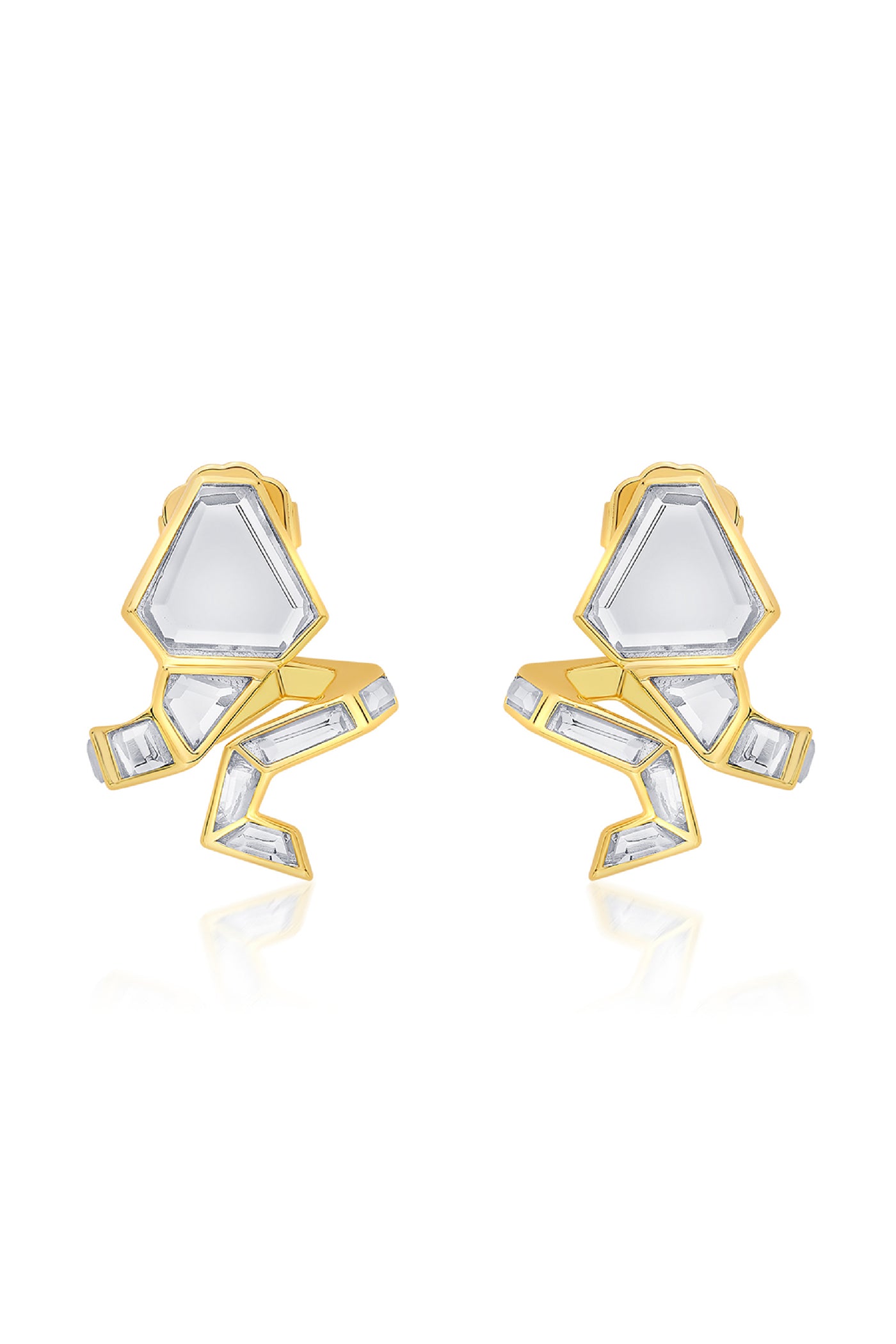 Isharya Dazzle Mirror Snake Earrings In 18Kt Gold Plated indian designer wear online shopping melange singapore