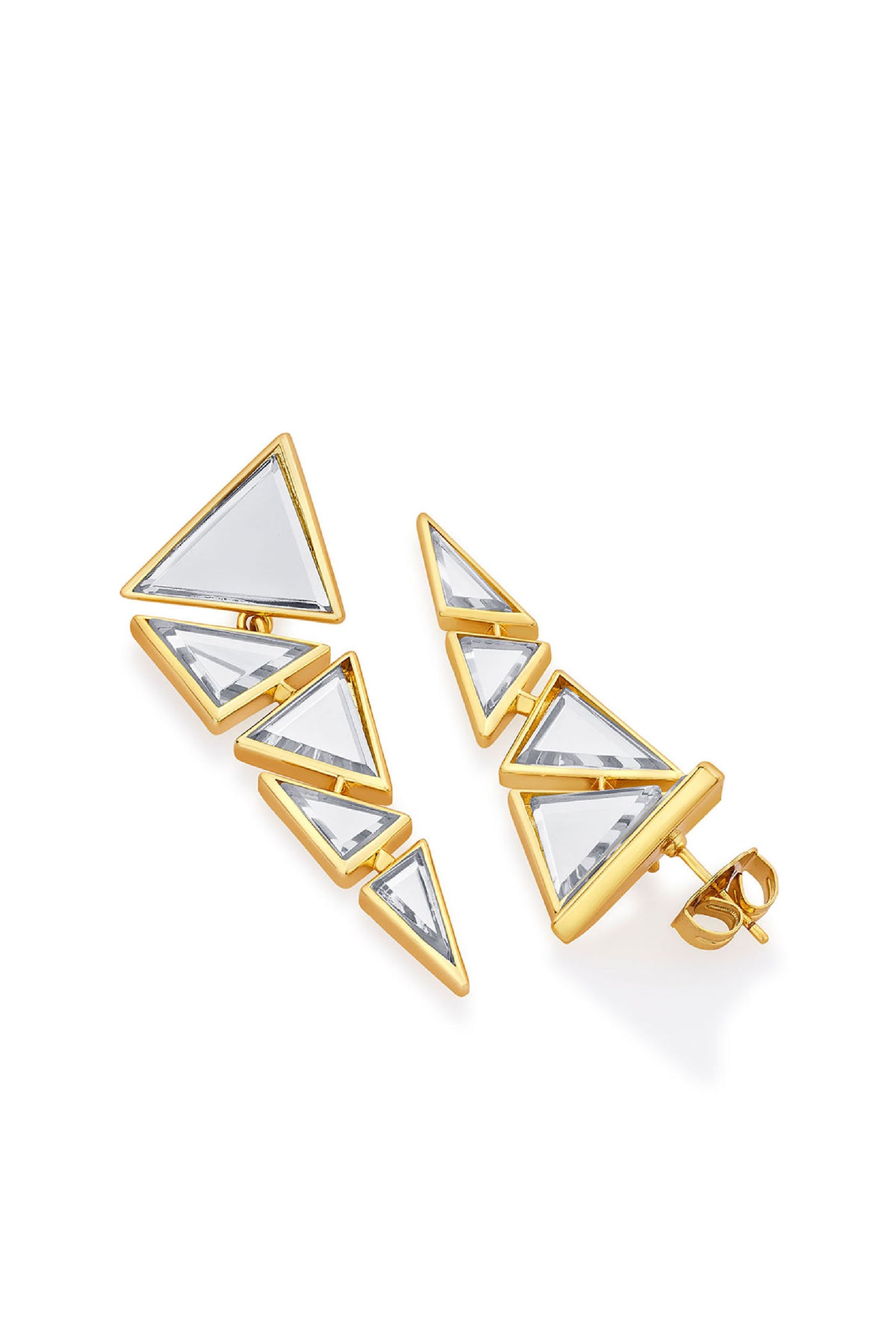 Isharya Dazzle Mirror Triangle Earrings jewellery indian designer wear online shopping melange singapore