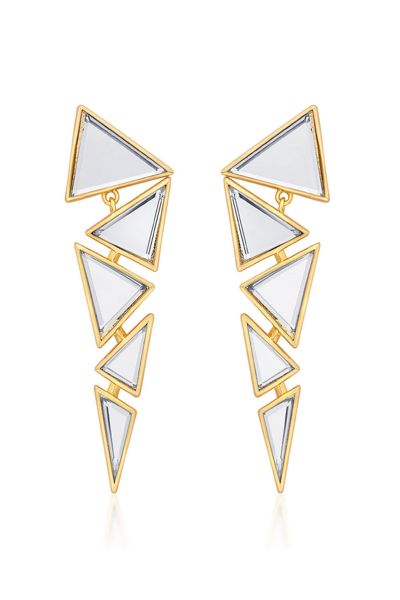 Isharya Dazzle Mirror Triangle Earrings jewellery indian designer wear online shopping melange singapore
