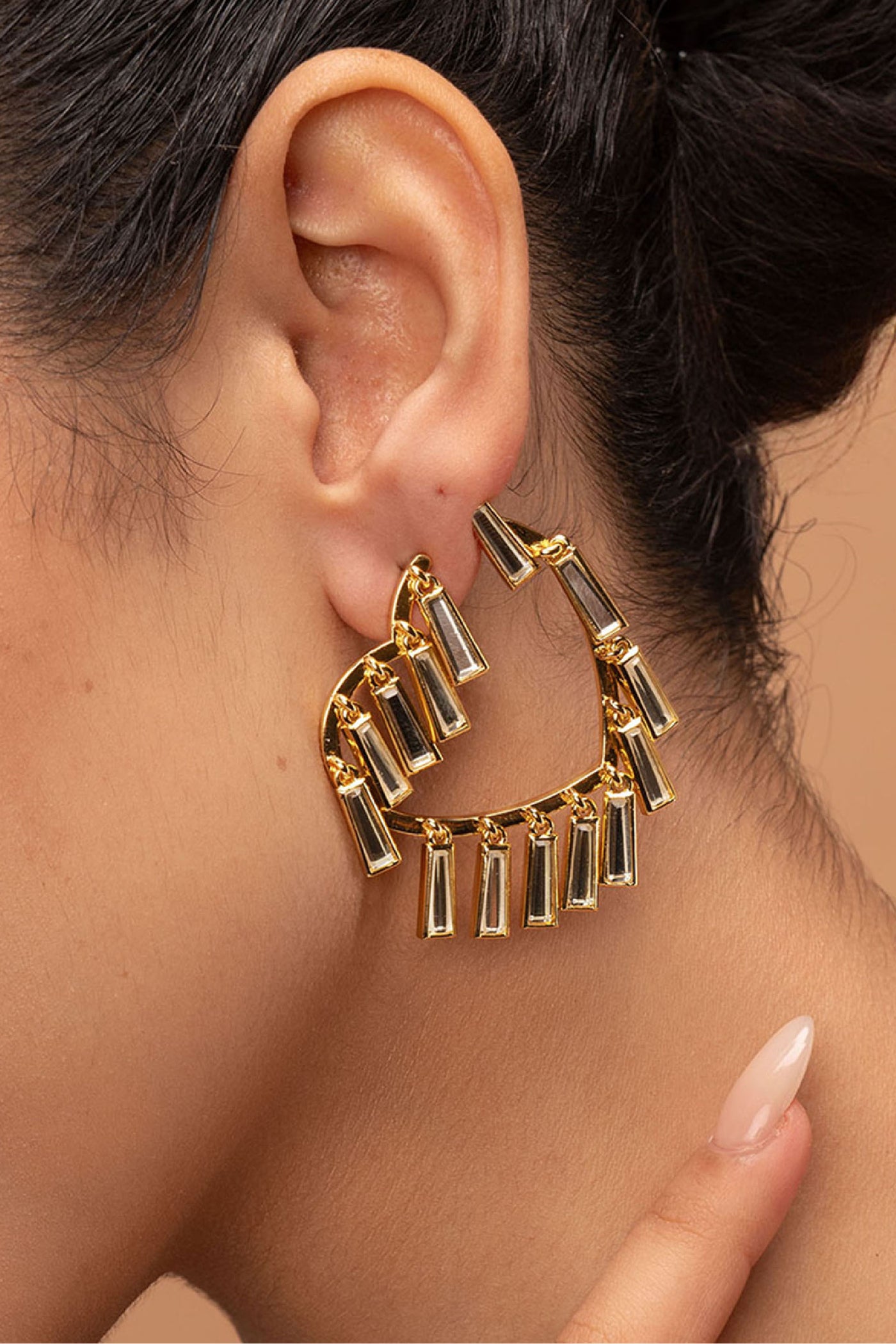 Isharya Desire Drop Mirror Heart Hoops jewellery indian designer wear online shopping melange singapore