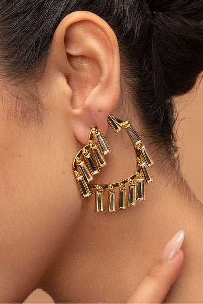 Isharya Desire Drop Mirror Heart Hoops jewellery indian designer wear online shopping melange singapore