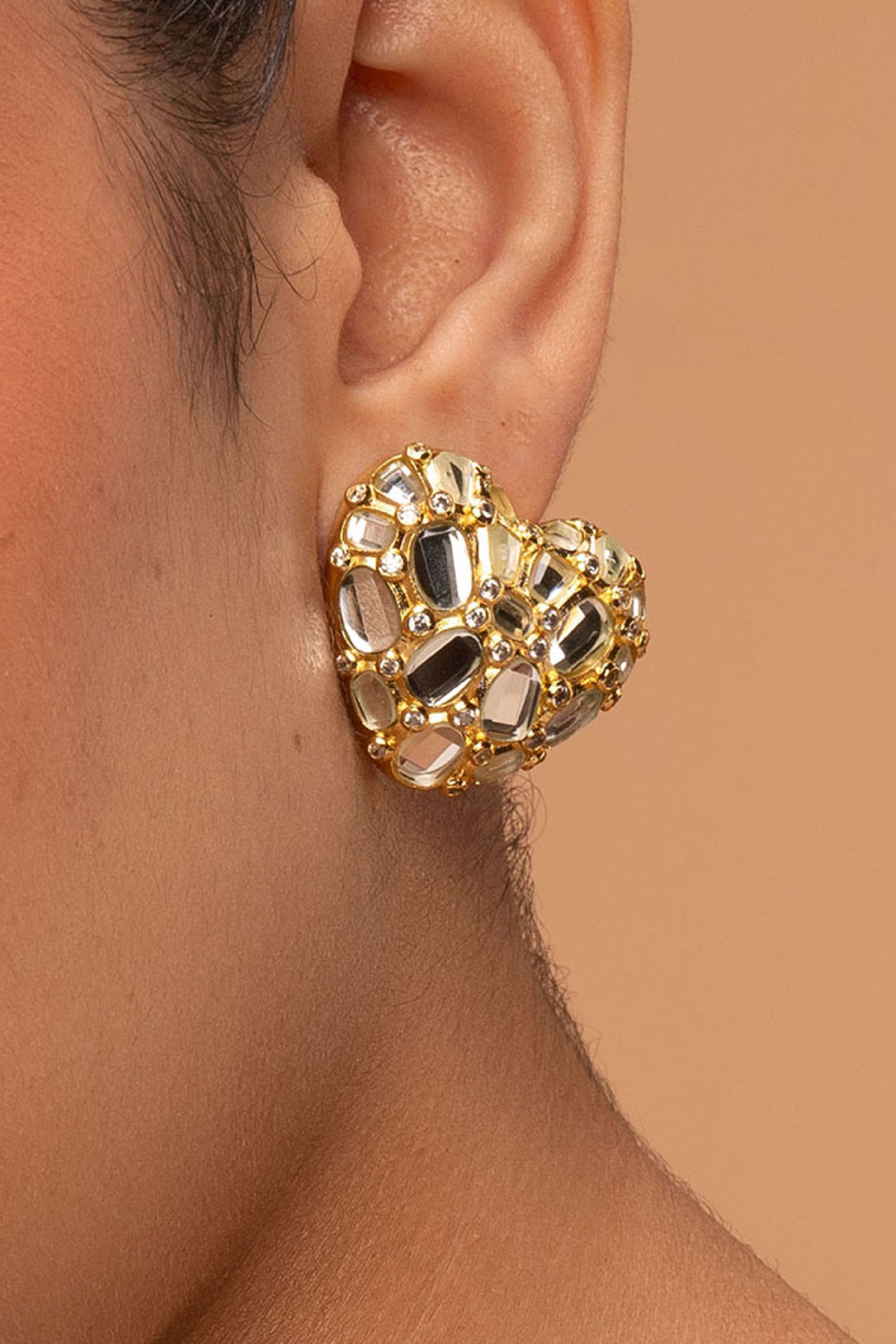Isharya Desire Mirror Heart Studs jewellery indian designer wear online shopping melange singapore
