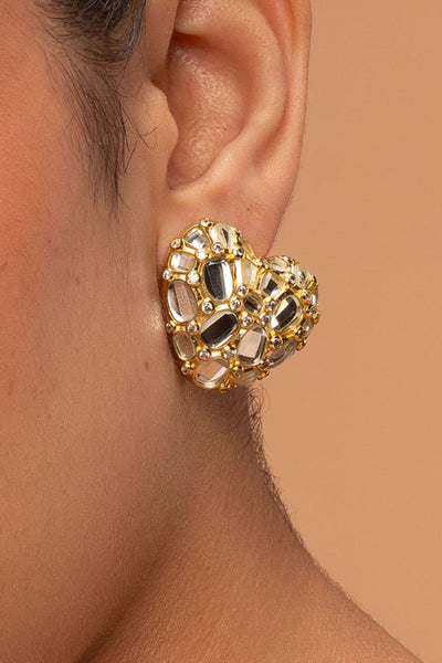 Isharya Desire Mirror Heart Studs jewellery indian designer wear online shopping melange singapore