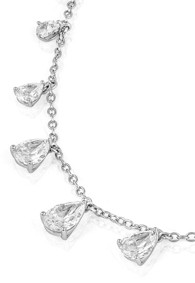 Isharya Diamond Drip Stationed Choker In Rhodium Plating indian designer wear online shopping melange singapore