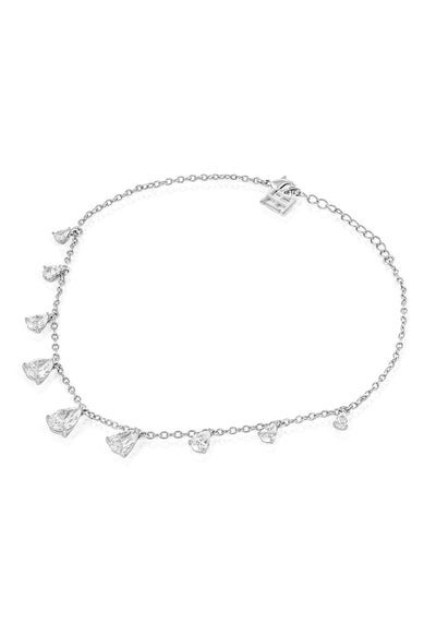 Isharya Diamond Drip Stationed Choker In Rhodium Plating indian designer wear online shopping melange singapore