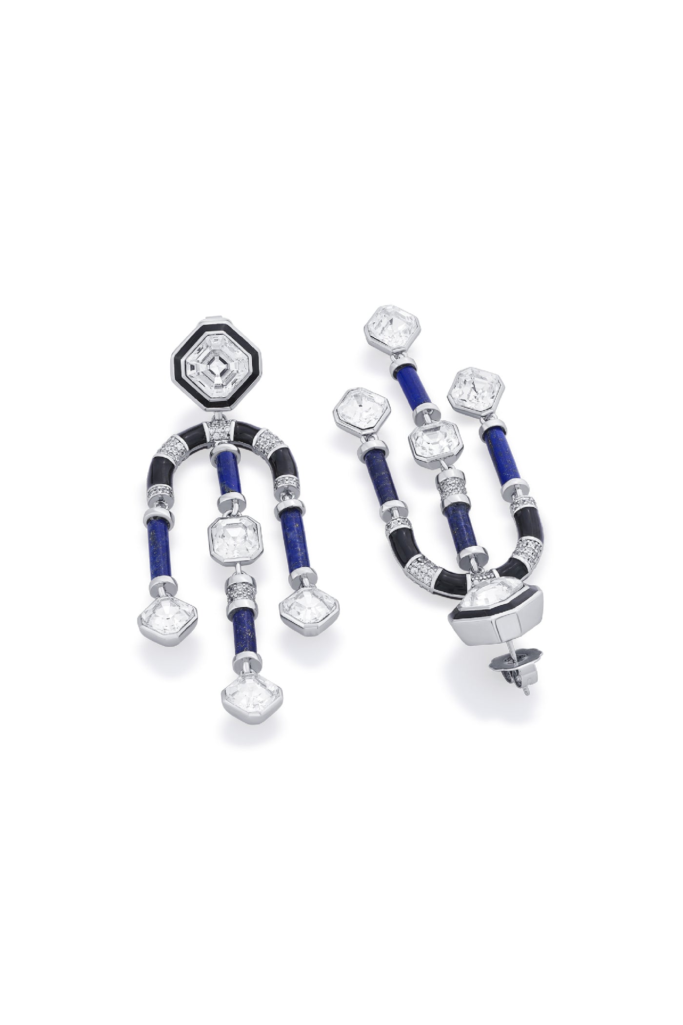 Isharya Digital Blue Chandelier Crystal Earrings indian designer wear online shopping melange singapore