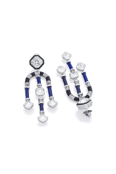 Isharya Digital Blue Chandelier Crystal Earrings indian designer wear online shopping melange singapore