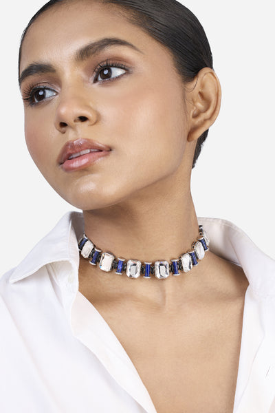 Isharya Digital Blue Crystal Choker indian designer wear online shopping melange singapore