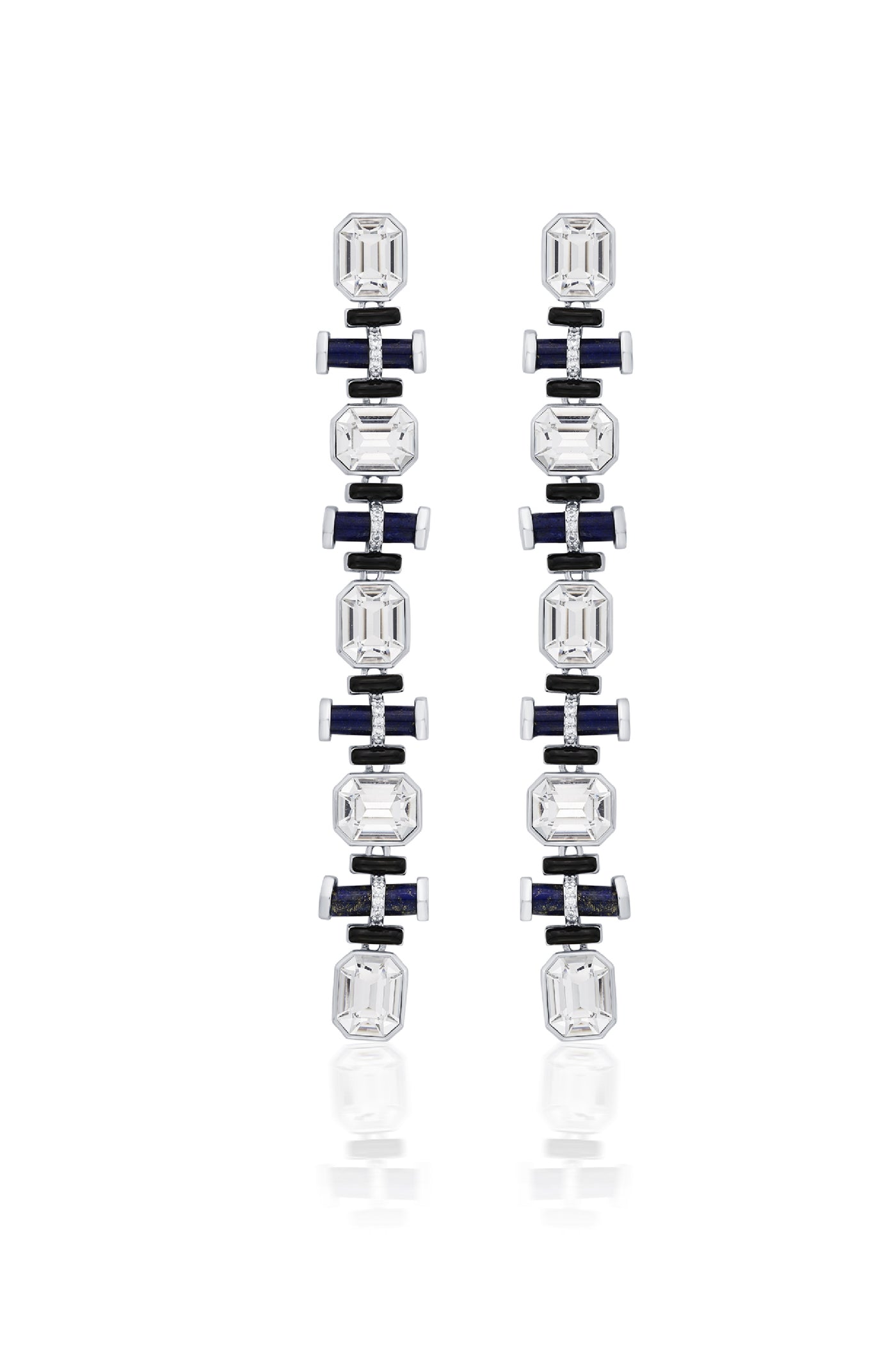 Isharya Digital Blue Crystal Earrings In Rhodium indian designer wear online shopping melange singapore