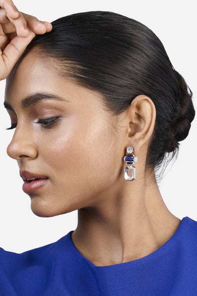 Isharya Digital Blue Crystal Earrings indian designer wear online shopping melange singapore