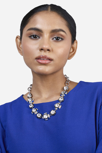 Isharya Digital Blue Crystal Necklace indian designer wear online shopping melange singapore