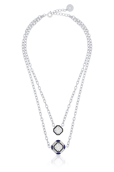Isharya Digital Blue Layered Crystal Necklace indian designer wear online shopping melange singapore