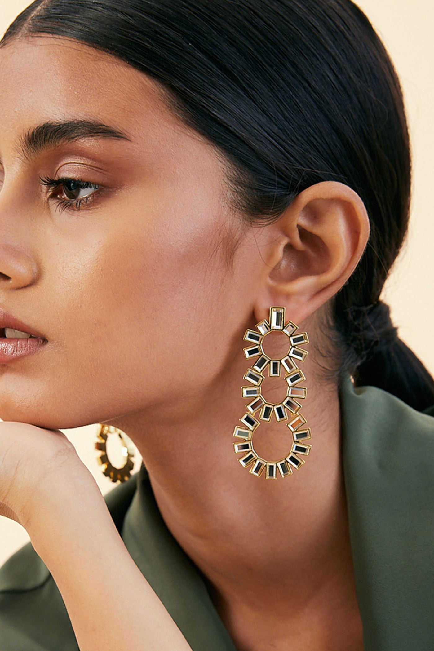 Isharya Disco Mirror Chandelier Earrings indian designer wear online shopping melange singapore