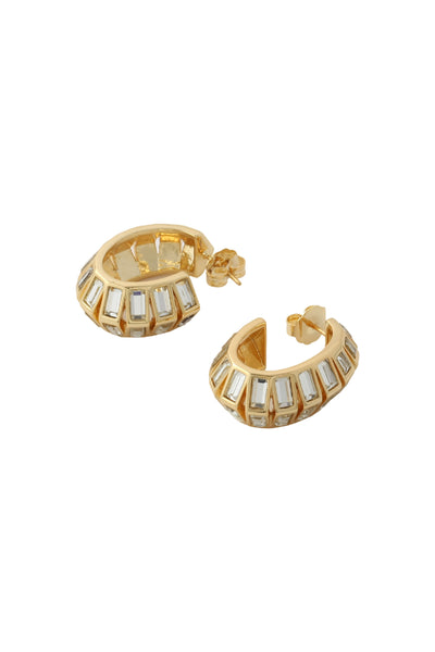 Isharya Disco Mirror Rib Hoop Earrings indian designer wear online shopping melange singapore