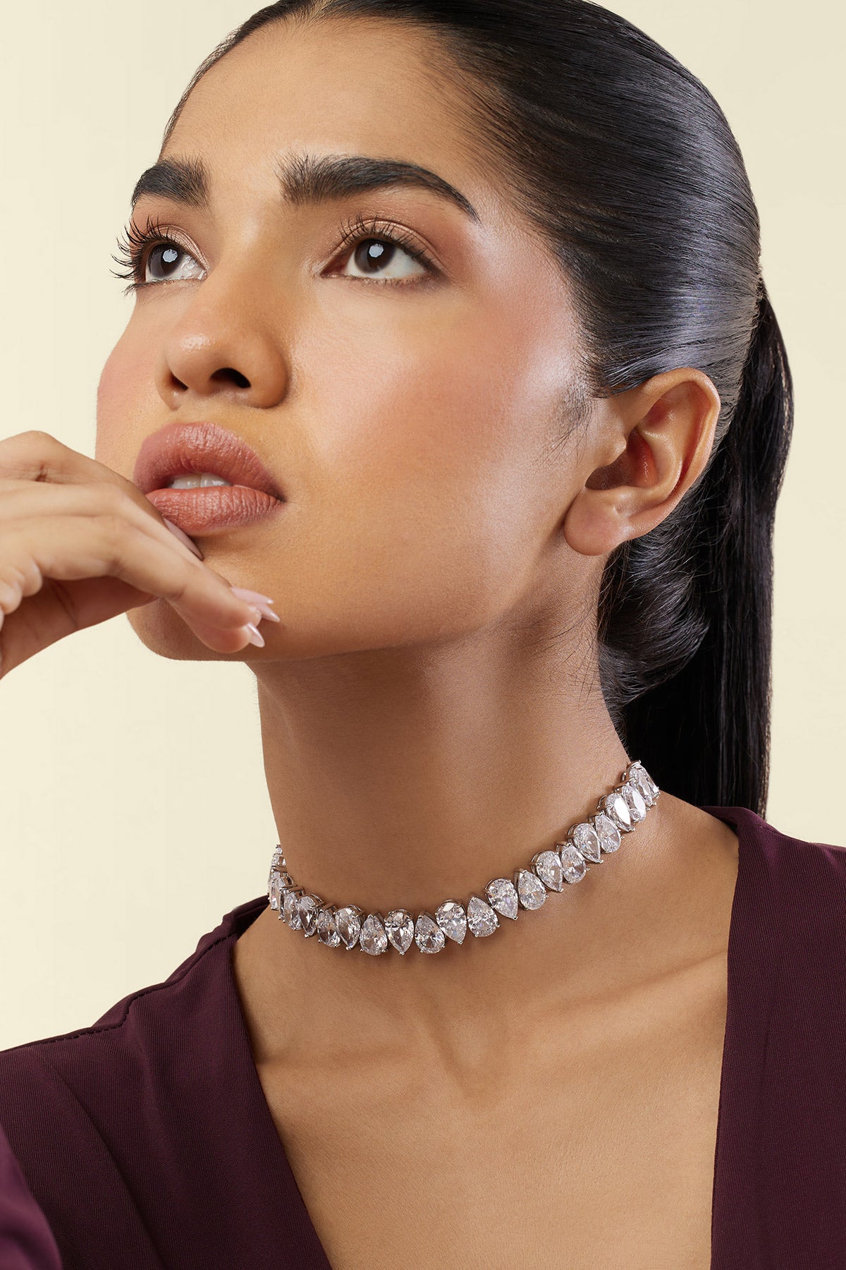 Isharya Elysian Choker Necklace In Rhodium Plating indian designer wear online shopping melange singapore 