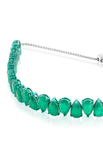 Isharya Elysian Emerald Choker Necklace In Rhodium Plating indian designer wear online shopping melange singapore 
