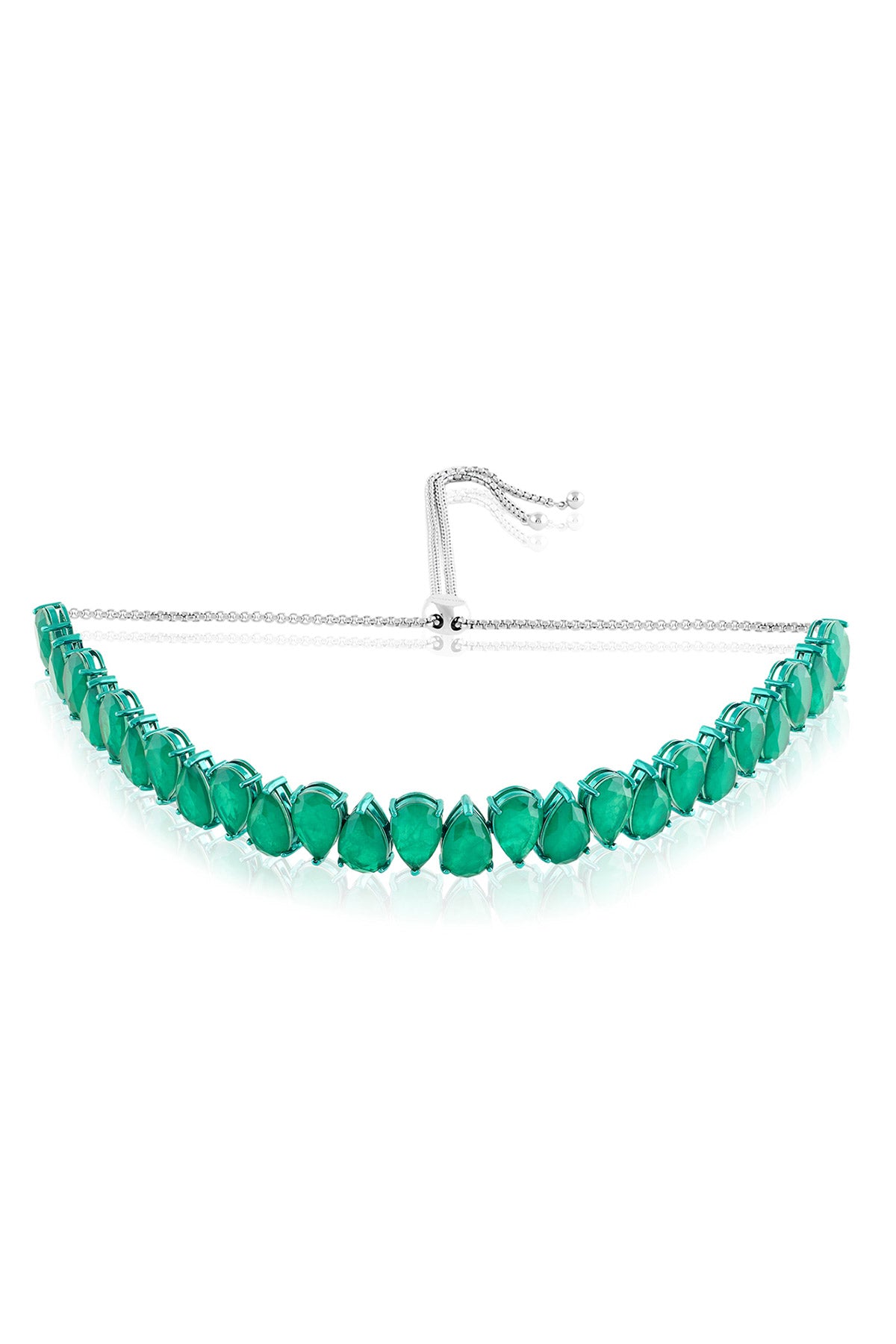 Isharya Elysian Emerald Choker Necklace In Rhodium Plating indian designer wear online shopping melange singapore 