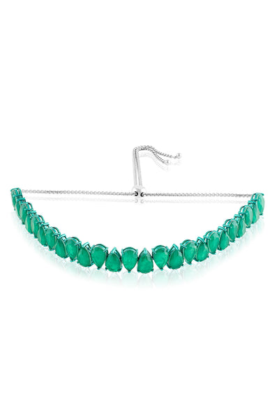 Isharya Elysian Emerald Choker Necklace In Rhodium Plating indian designer wear online shopping melange singapore 