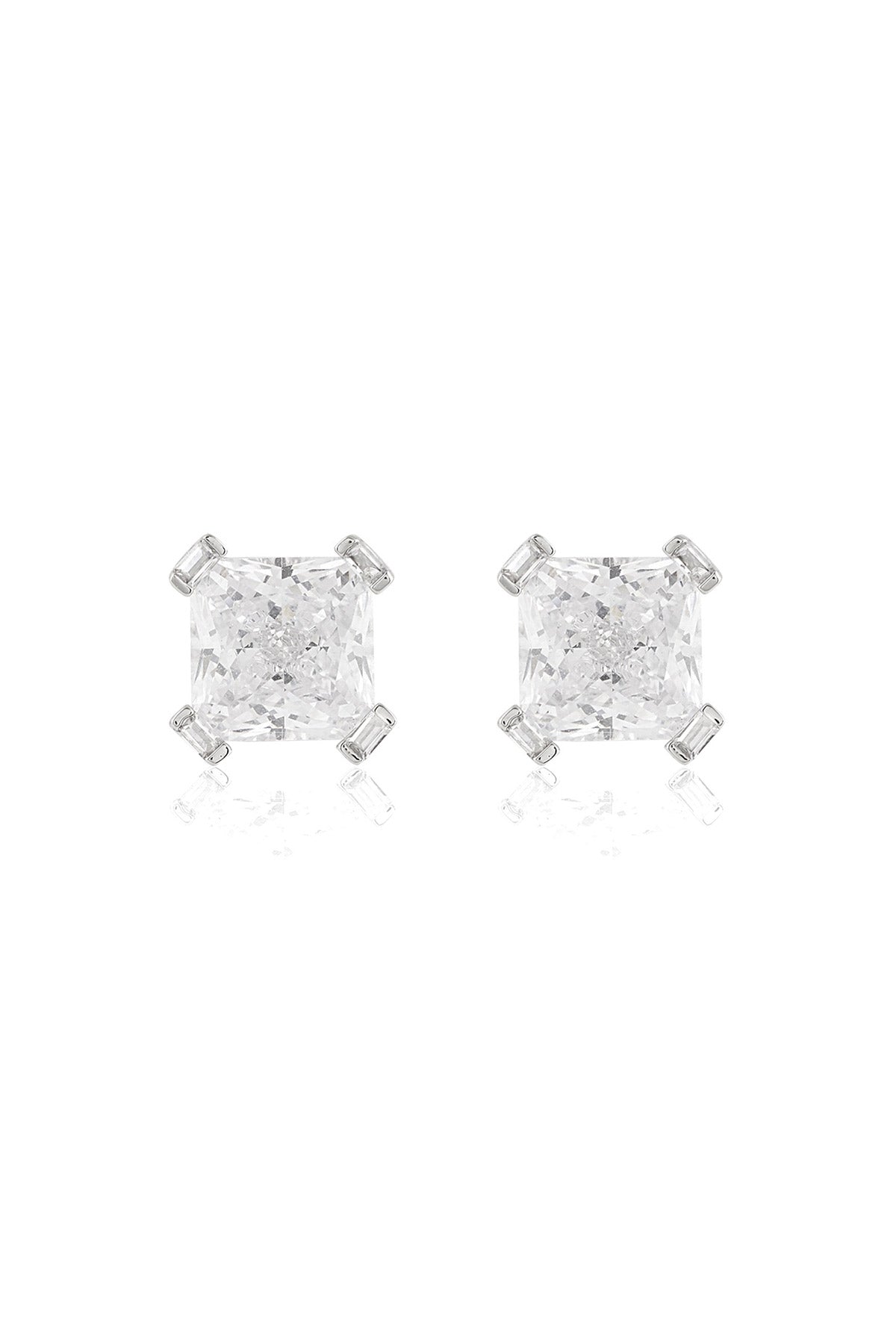 Isharya Elysian Radiance Square Studs In Rhodium Plating indian designer wear online shopping melange singapore 