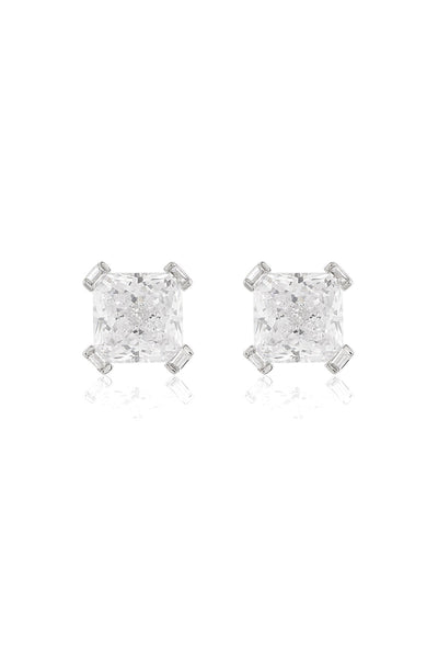 Isharya Elysian Radiance Square Studs In Rhodium Plating indian designer wear online shopping melange singapore 