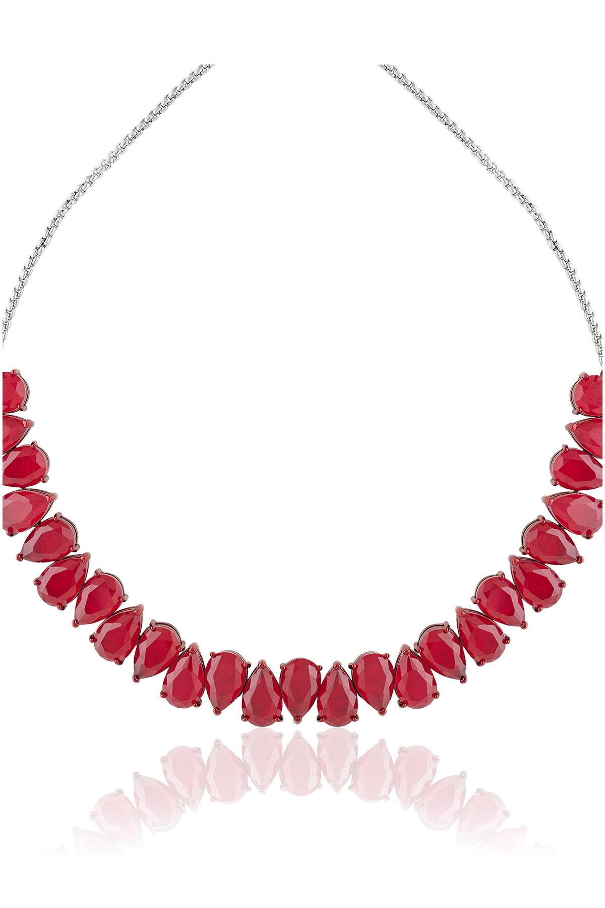Isharya Elysian Ruby Choker Necklace In Rhodium Plating indian designer wear online shopping melange singapore 