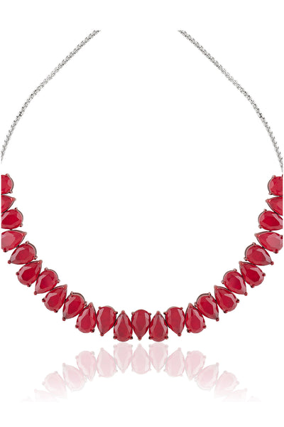 Isharya Elysian Ruby Choker Necklace In Rhodium Plating indian designer wear online shopping melange singapore 