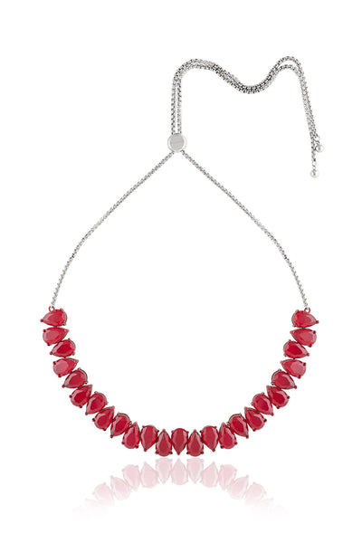 Isharya Elysian Ruby Choker Necklace In Rhodium Plating indian designer wear online shopping melange singapore 