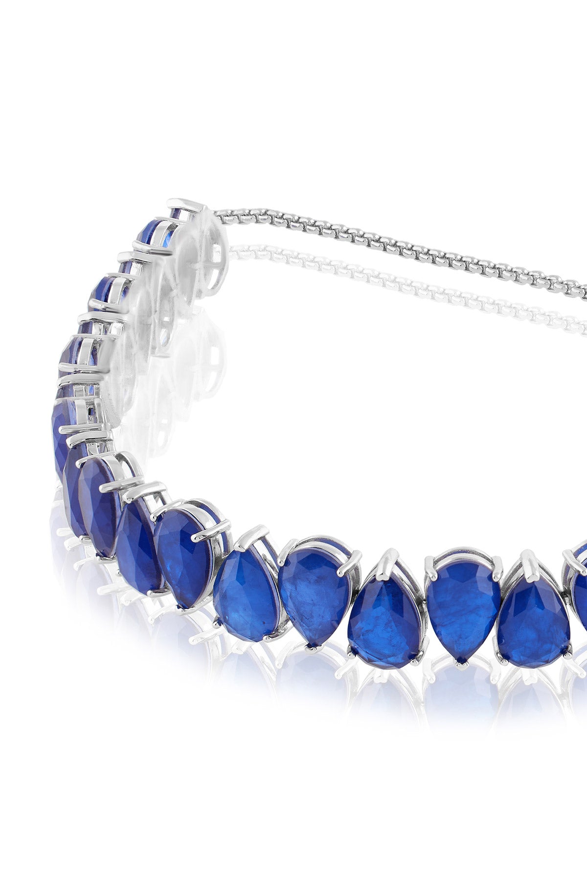 Isharya Elysian Sapphire Choker Necklace In Rhodium Plating indian designer wear online shopping melange singapore 