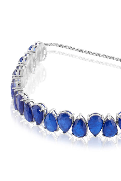 Isharya Elysian Sapphire Choker Necklace In Rhodium Plating indian designer wear online shopping melange singapore 