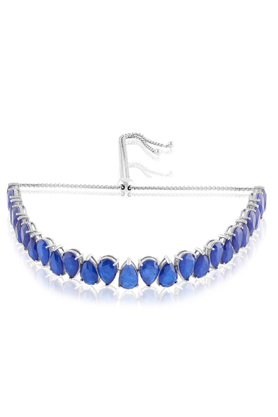 Isharya Elysian Sapphire Choker Necklace In Rhodium Plating indian designer wear online shopping melange singapore 