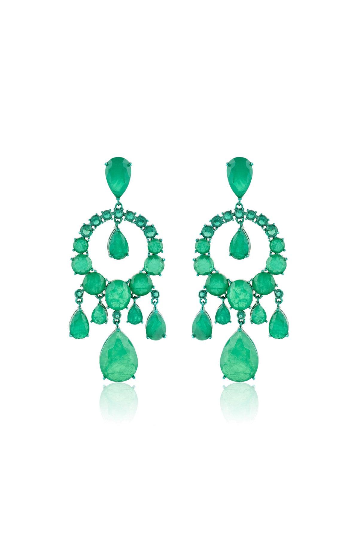 Isharya Emerald Elegance Moon Baalis In Rhodium Plating indian designer wear online shopping melange singapore 