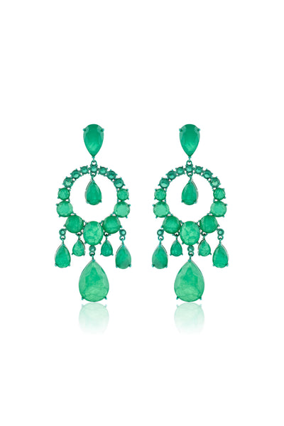 Isharya Emerald Elegance Moon Baalis In Rhodium Plating indian designer wear online shopping melange singapore 