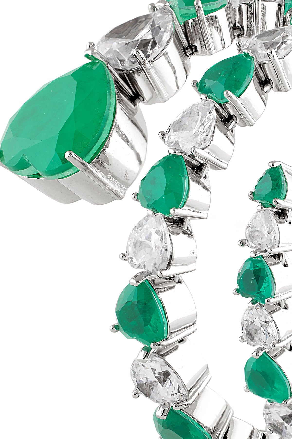 Isharya Emerald Enchantment Wrap Cuff In Rhodium Plating indian designer wear online shopping melange singapore 
