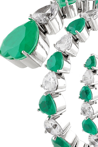 Isharya Emerald Enchantment Wrap Cuff In Rhodium Plating indian designer wear online shopping melange singapore 
