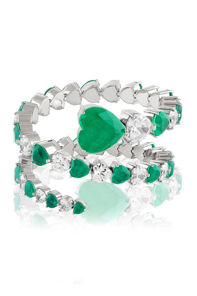 Isharya Emerald Enchantment Wrap Cuff In Rhodium Plating indian designer wear online shopping melange singapore 
