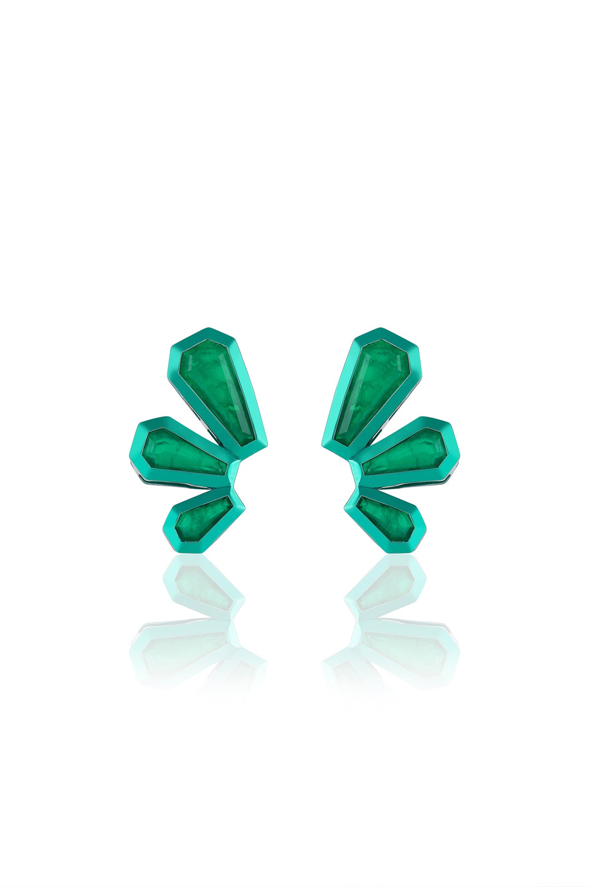 Isharya Emerald Glint Stud Earrings In Green Plating indian designer wear online shopping melange singapore 