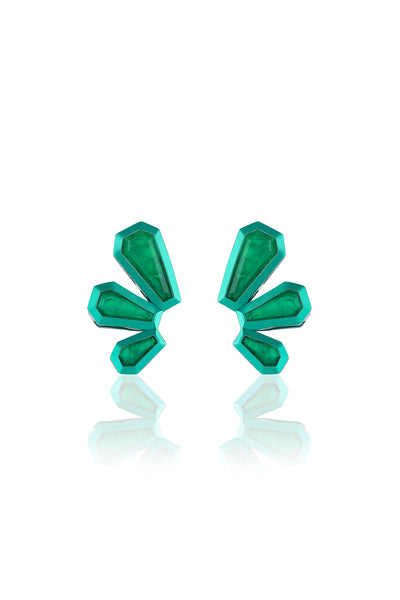 Isharya Emerald Glint Stud Earrings In Green Plating indian designer wear online shopping melange singapore 