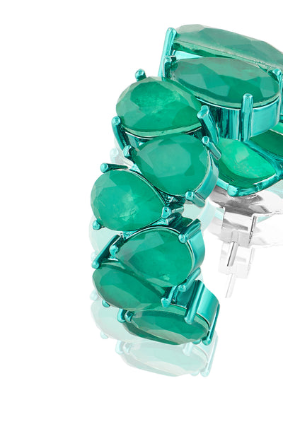 Isharya Emerald Glow Statement Hoops In Rhodium Plating indian designer wear online shopping melange singapore 
