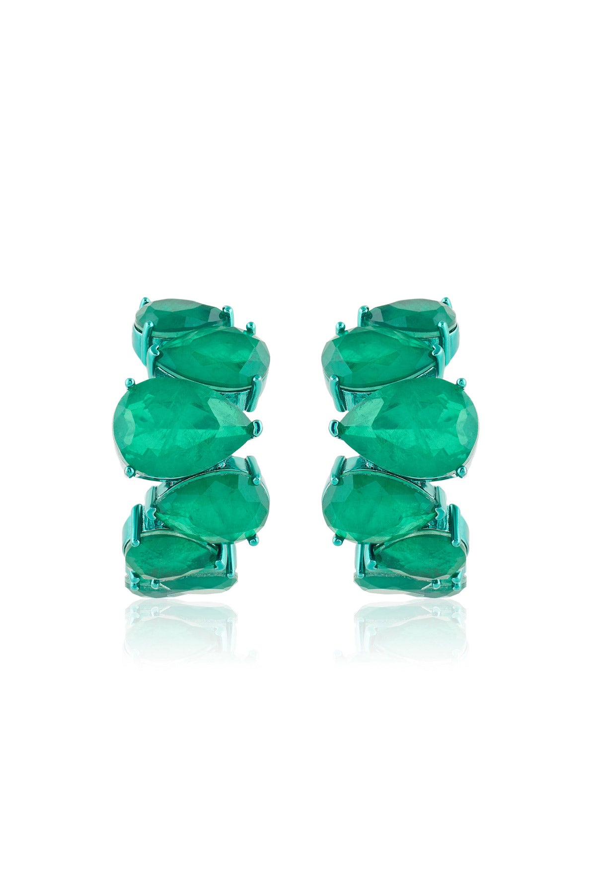 Isharya Emerald Glow Statement Hoops In Rhodium Plating indian designer wear online shopping melange singapore 