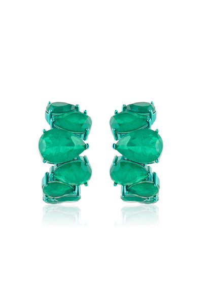 Isharya Emerald Glow Statement Hoops In Rhodium Plating indian designer wear online shopping melange singapore 