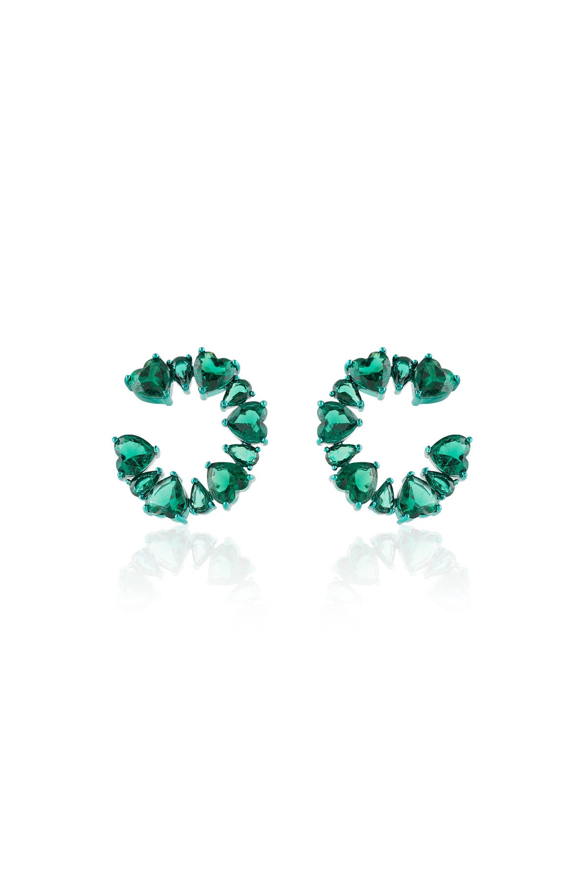 Isharya Emerald Halo Studs In Rhodium Plating indian designer wear online shopping melange singapore 