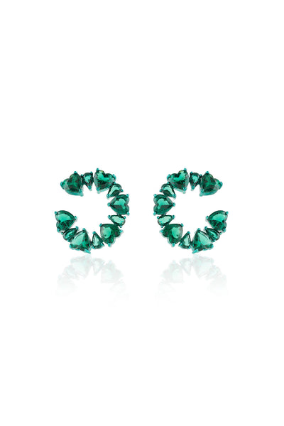 Isharya Emerald Halo Studs In Rhodium Plating indian designer wear online shopping melange singapore 