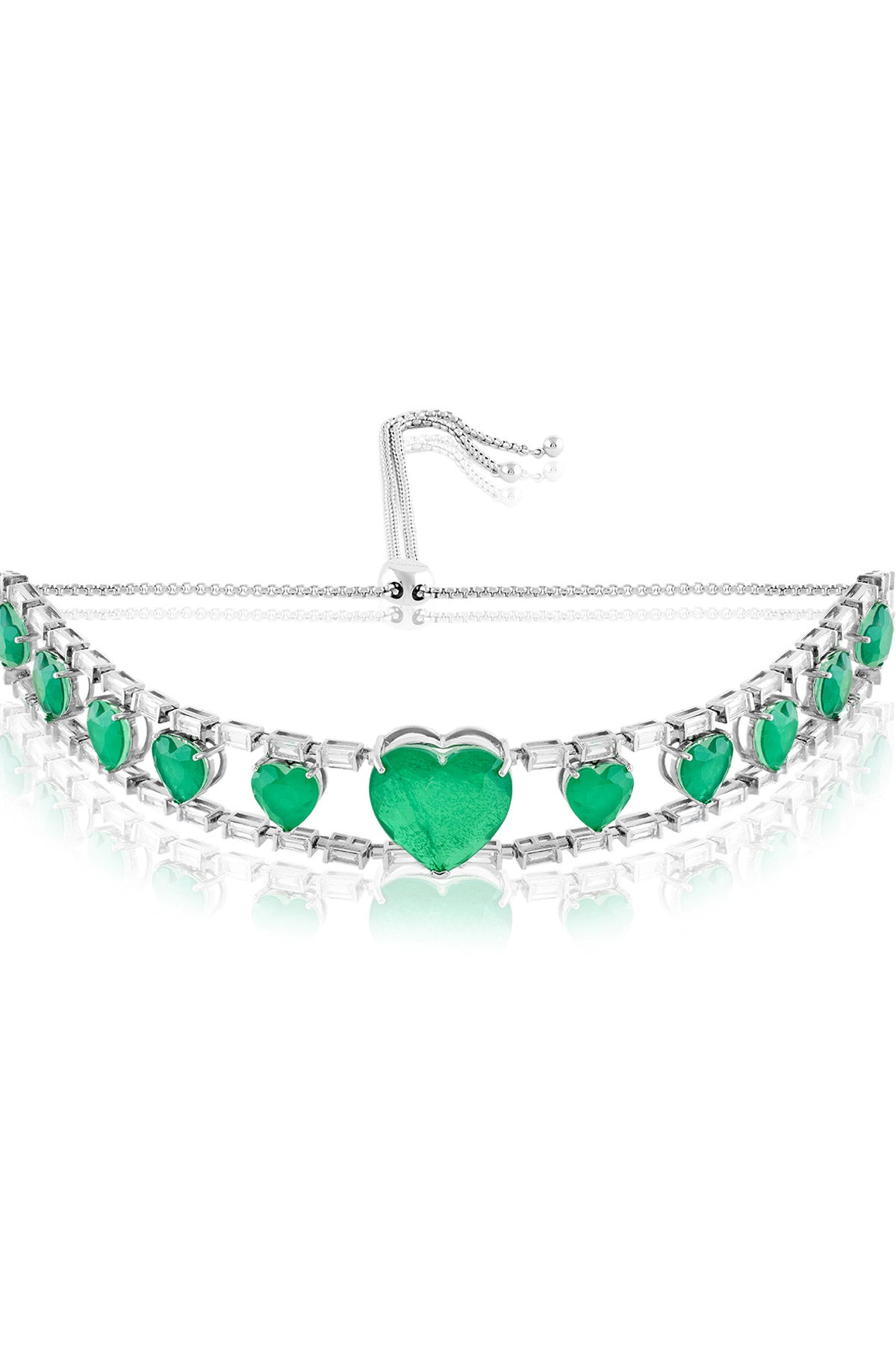 Isharya Emerald Heart Choker Necklace In Rhodium Plating indian designer wear online shopping melange singapore 

