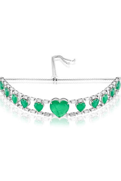 Isharya Emerald Heart Choker Necklace In Rhodium Plating indian designer wear online shopping melange singapore 
