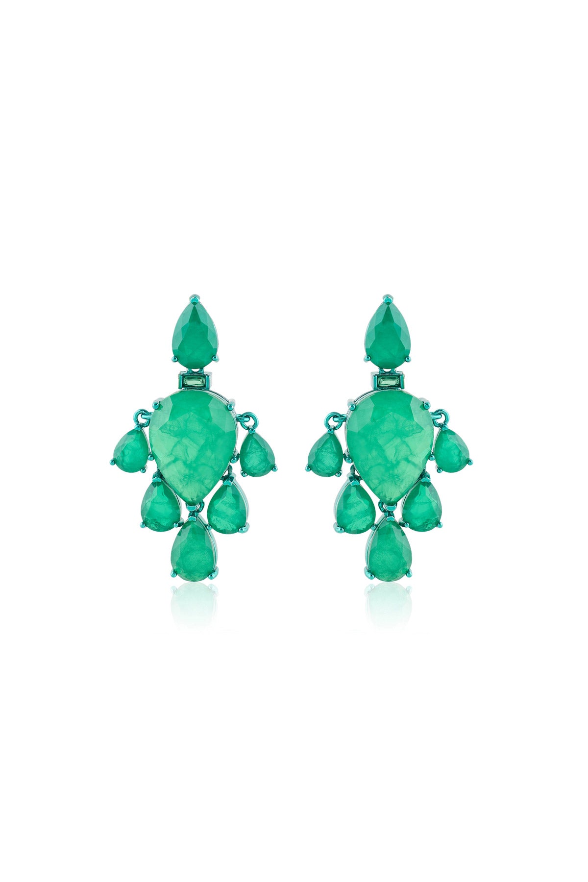 Isharya Emerald Luxe Dangler Earrings In Rhodium Plating indian designer wear online shopping melange singapore 
