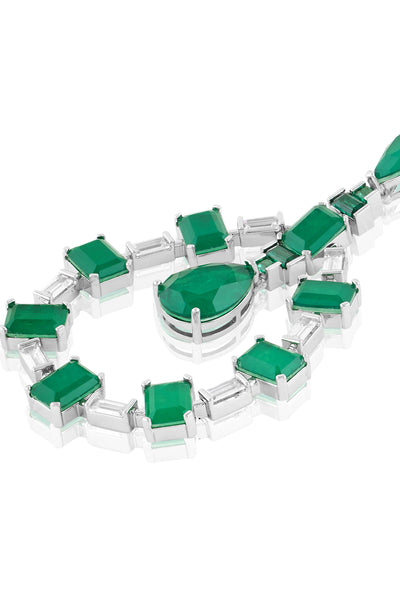 Isharya Emerald Luxe Dangler Earrings In Rhodium Plating indian designer wear online shopping melange singapore 