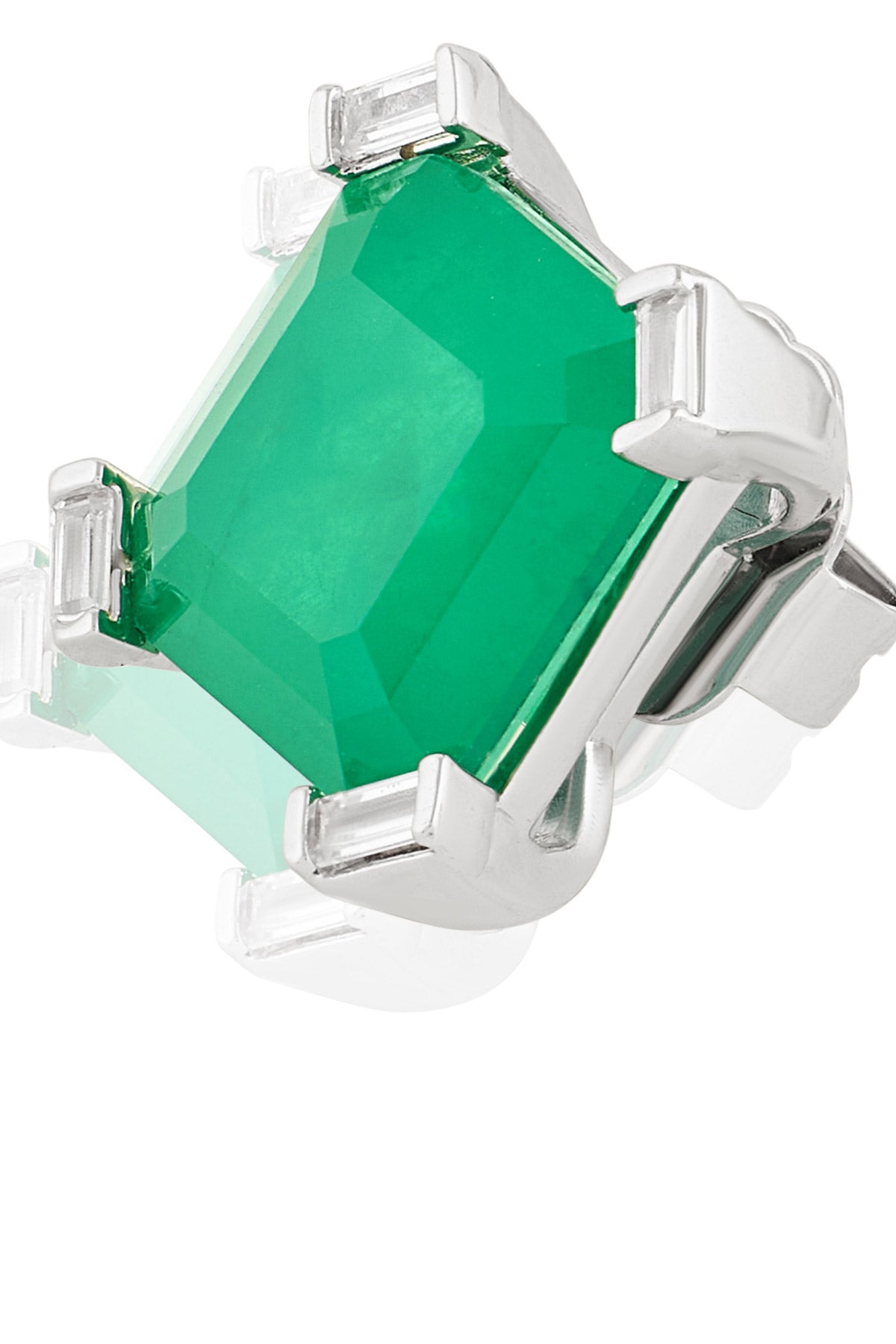 Isharya Emerald Luxe Square Studs In Rhodium Plating indian designer wear online shopping melange singapore 
