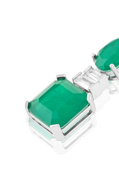 Isharya Emerald Radiance Dangle Earrings In Rhodium Plating indian designer wear online shopping melange singapore 